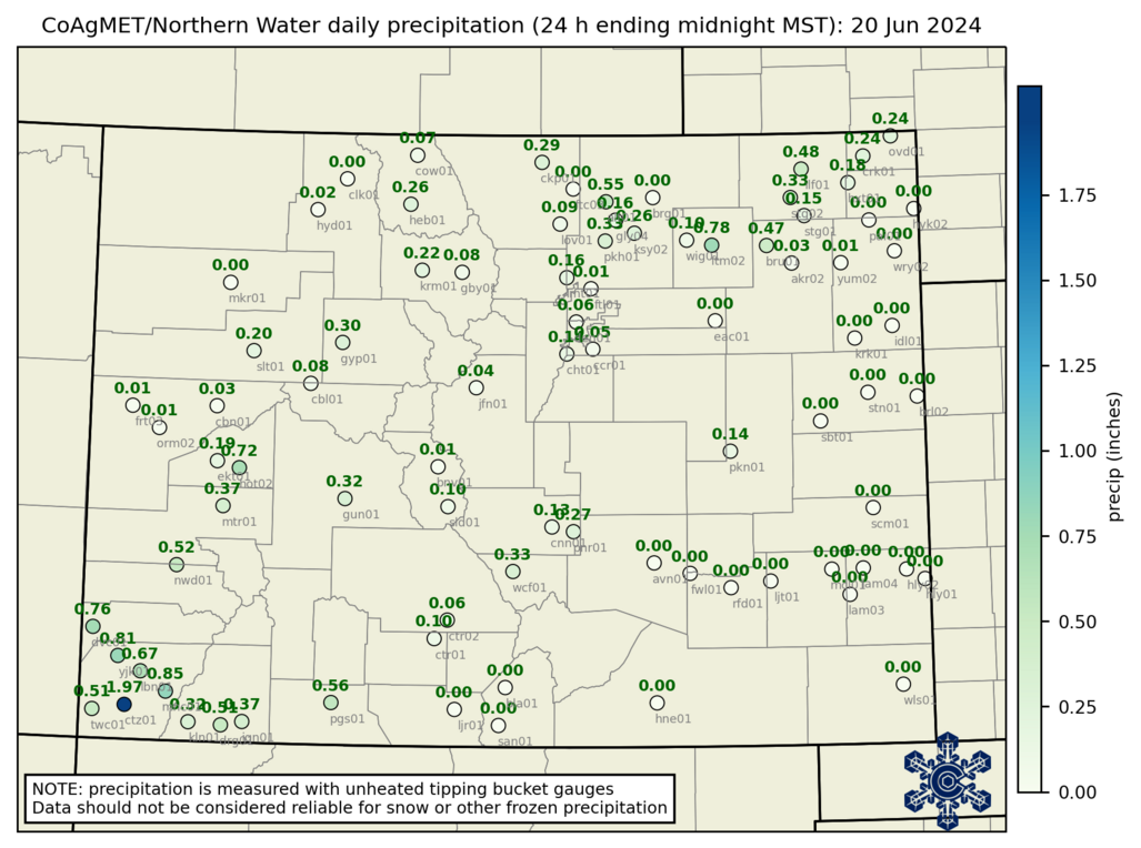 1 Day precipitation map for yesterday